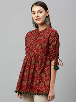 Load image into Gallery viewer, MIRHA [3XL / 42] - Peplum Top (Maroon)
