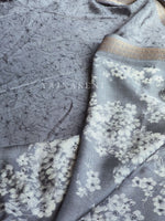 Load image into Gallery viewer, Floral x Printed Saree x Champagne border - Grey
