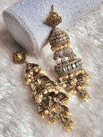 Load image into Gallery viewer, HASTINI jhumkas (gold x mint)
