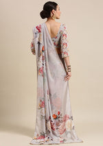 Load image into Gallery viewer, Floral x Georgette Saree - Light Grey
