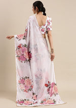 Load image into Gallery viewer, Floral x Georgette Saree - White
