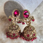 Load image into Gallery viewer, AALIYAH jhumkas (dark pink)
