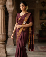 Load image into Gallery viewer, Kolam Motifs x Semi Soft Silk Saree - Maroon
