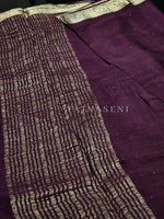 Load image into Gallery viewer, Georgette Sequins Saree x Champagne Gold border : Dark Purple
