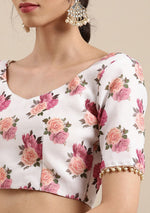 Load image into Gallery viewer, Floral x Georgette Saree - White
