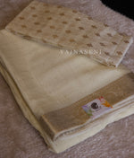 Load image into Gallery viewer, Georgette Sequins Saree x Champagne Gold border : White
