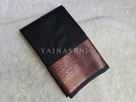 Load image into Gallery viewer, Minimalist Semi Silk Saree x Copper Zari - Black
