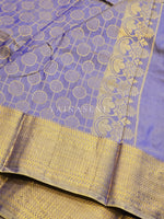 Load image into Gallery viewer, Semi Kanchi Silk x Gold Zari Saree - Heather Purple (Gold dual tone)

