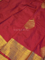 Load image into Gallery viewer, Semi Kanchi Silk x Gold Zari Saree - Crimson
