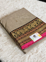 Load image into Gallery viewer, Kanchipuram Pure Cotton Saree - Ash x Black
