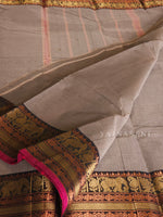 Load image into Gallery viewer, Kanchipuram Pure Cotton Saree - Ash x Black
