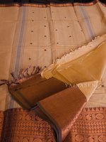 Load image into Gallery viewer, Kanchipuram Pure Cotton x Copper zari saree - Latte
