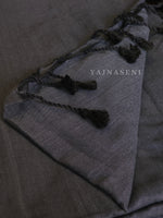 Load image into Gallery viewer, Khadi cotton plain saree x Embroidered blouse material : Grey
