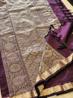 Load image into Gallery viewer, Kanchi cotton silk saree x mini border : Plum
