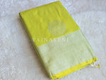 Load image into Gallery viewer, Semi Soft Silk Silver Zari Saree - Chartreuse Green
