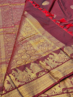 Load image into Gallery viewer, Pallakku Series : Semi Kanchi Silk Saree - Maroon
