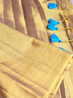 Load image into Gallery viewer, Tissue Saree x Colour Tassels : Metallic Dark Gold
