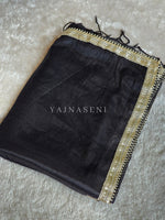 Load image into Gallery viewer, Shimmery Tissue Saree x Lace Border : Black

