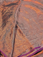Load image into Gallery viewer, Shimmery Tissue Saree x Lace Border : Bronze x Maroon
