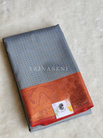 Load image into Gallery viewer, Pallakku series - Soft Semi Silk Saree : Powder Blue x Orange
