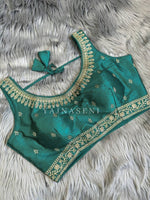 Load image into Gallery viewer, Turquoise Green : Readymade blouse [SHREYA]
