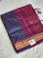 Load image into Gallery viewer, Kalyani Cotton Saree : Slate Grey x Magenta
