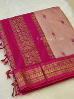Load image into Gallery viewer, Kalyani Cotton Saree - Peach Pink x Pink (with butta)
