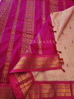 Load image into Gallery viewer, Kalyani Cotton Saree - Peach Pink x Pink (with butta)
