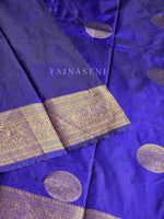 Load image into Gallery viewer, Semi Soft Silk Gold Zari Saree - Royal Blue
