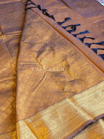 Load image into Gallery viewer, Semi Soft Silk Gold Zari Saree - Brown
