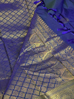 Load image into Gallery viewer, Semi Soft Silk Gold Zari Saree - Peacock Blue

