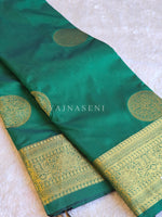 Load image into Gallery viewer, Semi Soft Silk Gold Zari Saree - Bottle Green
