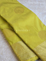 Load image into Gallery viewer, Semi Soft Silk Gold Zari Saree - Chartreuse Green
