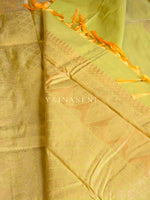 Load image into Gallery viewer, Semi Soft Silk Gold Zari Saree - Chartreuse Green
