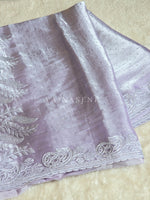 Load image into Gallery viewer, Shimmery Organza Silk Saree x Embroidered x Stone Work  : Lavender
