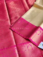 Load image into Gallery viewer, Brocade tissue semi silk saree : Ivory x Hot Pink
