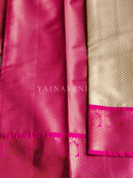 Load image into Gallery viewer, Brocade tissue semi silk saree : Ivory x Hot Pink
