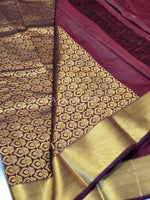 Load image into Gallery viewer, Mandala x Soft Semi Silk Saree : Maroon x Gold
