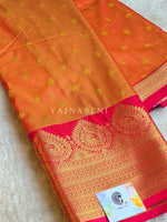 Load image into Gallery viewer, Semi Soft Silk Saree x Gold Zari - Orange x Purple x Red
