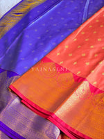 Load image into Gallery viewer, Semi Soft Silk Saree x Gold Zari - Orange x Purple x Red
