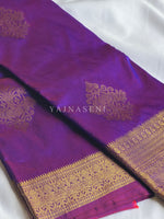 Load image into Gallery viewer, Royal Edit x Semi Soft Silk Gold Zari Saree - Purple Garnet
