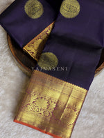 Load image into Gallery viewer, MIDNIGHT FLAMES - Pure Kanjivaram Silk Saree with Gold Zari
