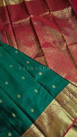 Load image into Gallery viewer, VERDURE VOGUE - Pure Kanjivaram Silk Saree with Gold Zari

