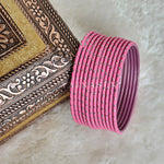 Load image into Gallery viewer, Matte dot Bangles - Sweet Pink (silver dots)
