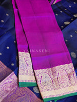 Load image into Gallery viewer, NOCTURNE MUSE - Pure Kanjivaram Silk Saree with Gold Zari
