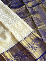 Load image into Gallery viewer, ARCTIC OCEAN - Pure Kanjivaram Silk Saree with Gold Zari
