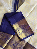 Load image into Gallery viewer, ARCTIC OCEAN - Pure Kanjivaram Silk Saree with Gold Zari
