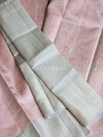 Load image into Gallery viewer, FROSTED BLOOM - Pure Kanjivaram Silk Saree with Light Gold Zari
