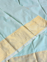 Load image into Gallery viewer, Semi Kanchi Silk x Gold Zari Saree - Pastel Turquoise
