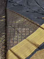 Load image into Gallery viewer, Semi Kanchi Silk x Gold Zari Saree - Black
